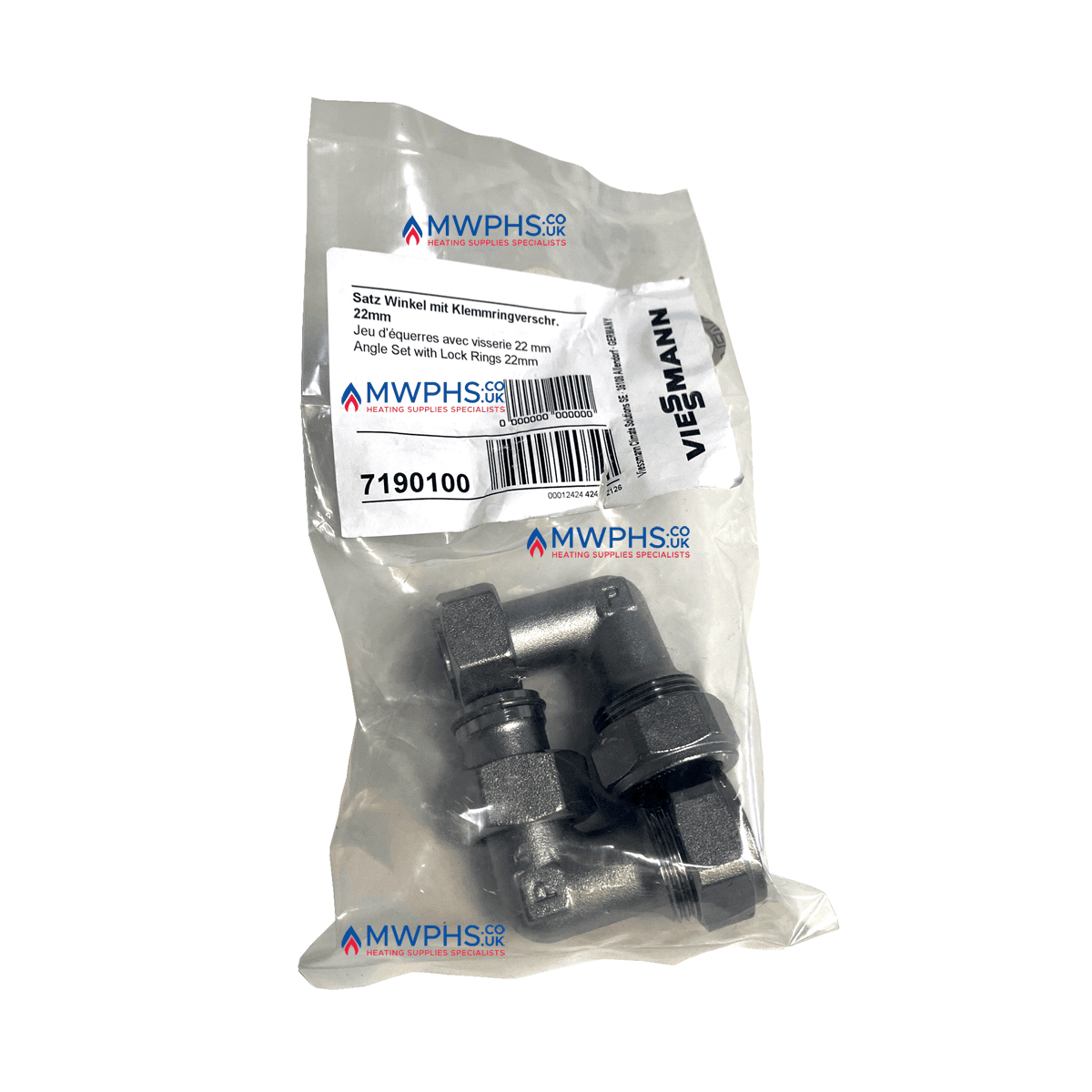 Viessmann Vitodens System Boiler DHW Angled Valve Set (7190100)