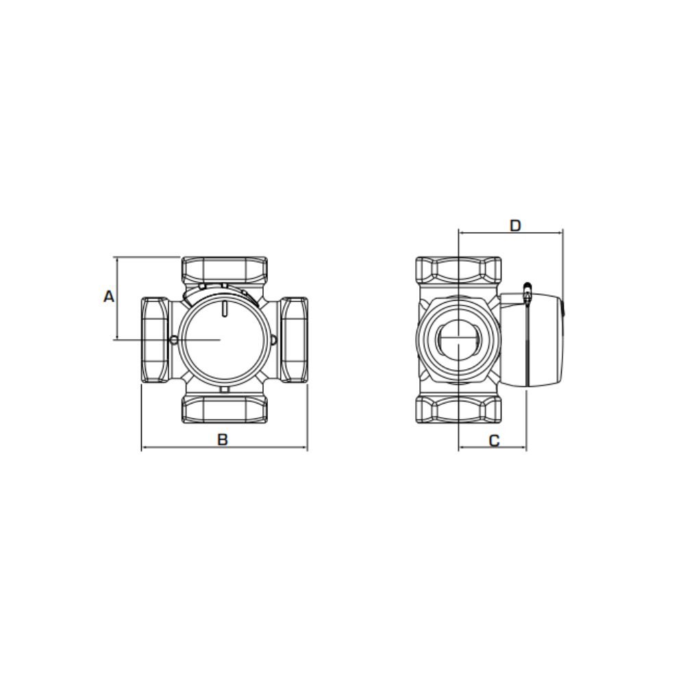 ESBE VRB141 Bivalent 4-Way Mixing Valve 1" BSP Female 10 Kvs (11660400) - Image 2