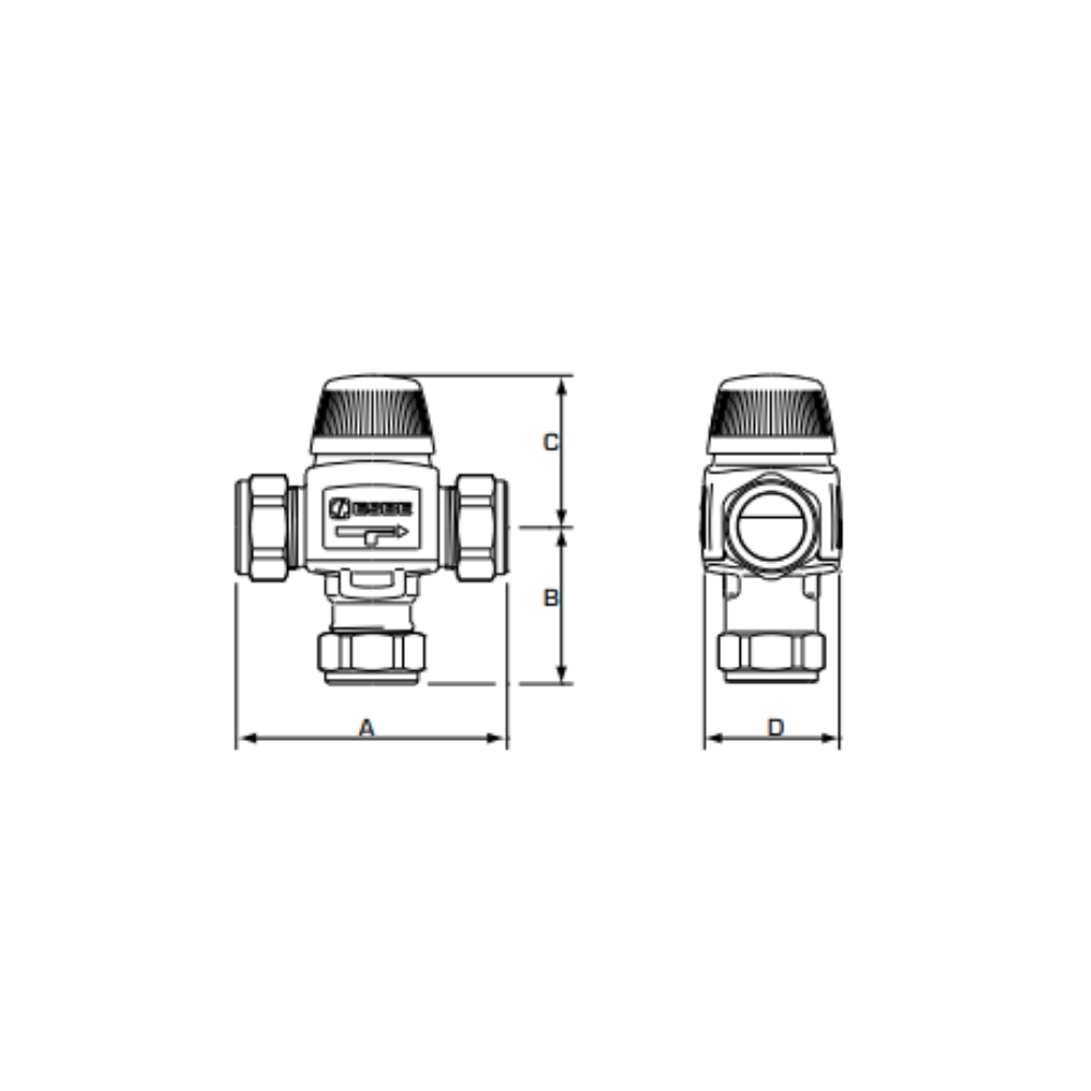 ESBE VTA313 22mm Compression Thermostatic Mixing Valve 1.5 Kvs (31050400) - Image 2