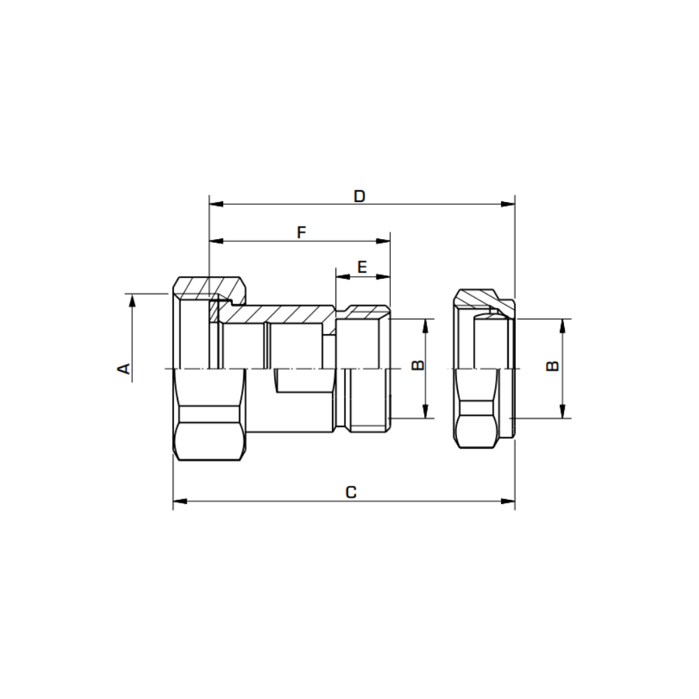 ESBE 36552900 Compression Screw Connection Set for Externally Threaded Valves - Image 2