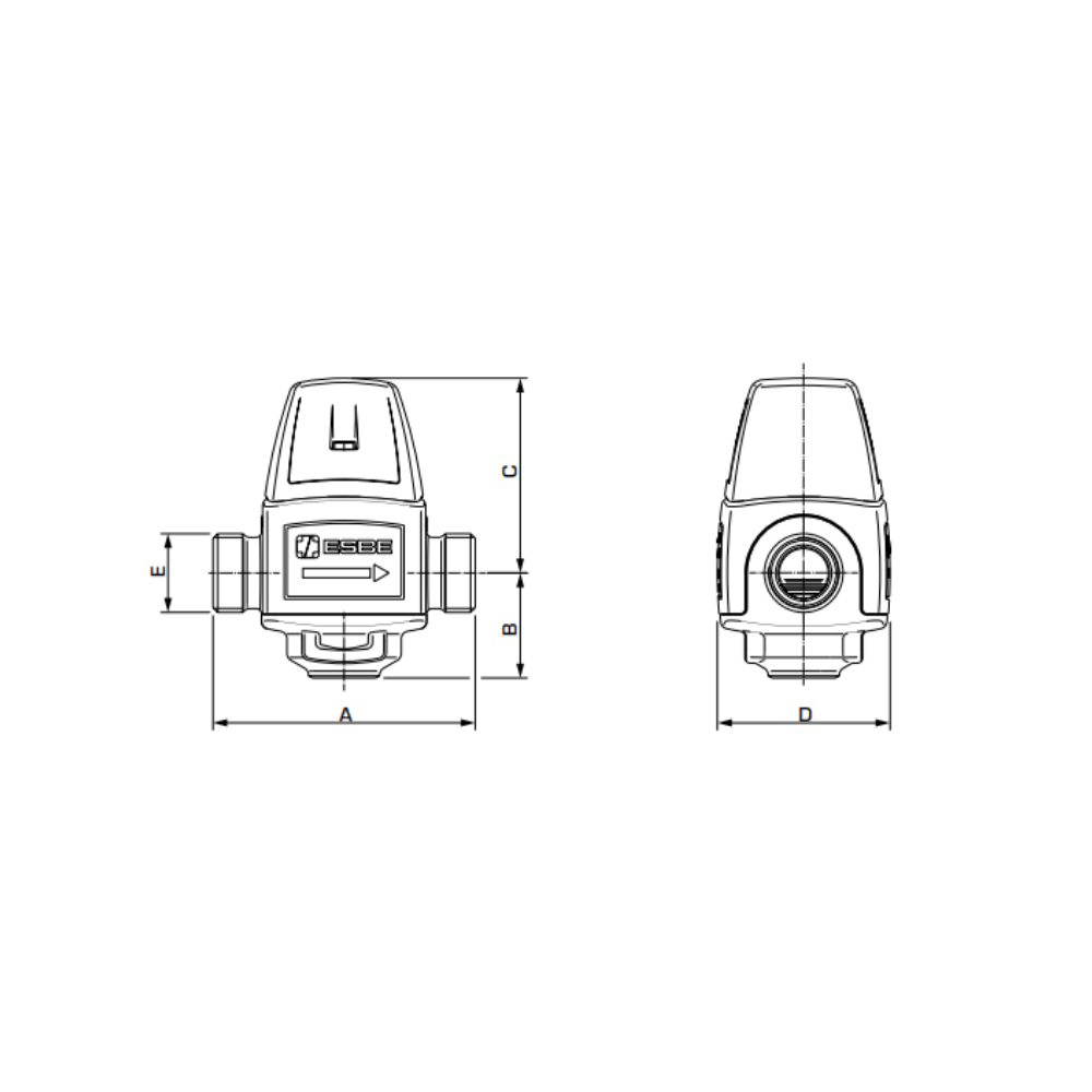ESBE VTF320 Thermostatic Flow Limitation Valve 3/4" BSP Male 1.8 Kvs (31220300) - Image 2