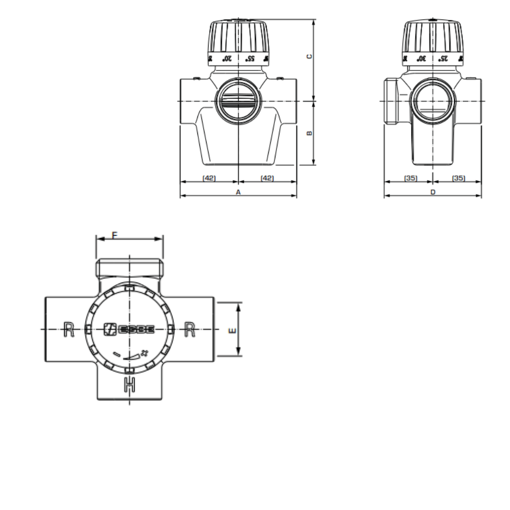 ESBE VTG141 Thermostatic Mixing Valve 3/4" BSP Female/Male Thread 3.4 Kvs (31810100) - Image 2