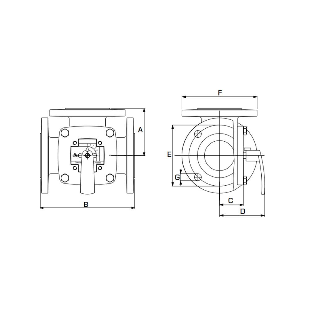 ESBE Series 3F 65 3-Way Flanged Iron Valve DN65 90 Kvs (11100800) - Image 2