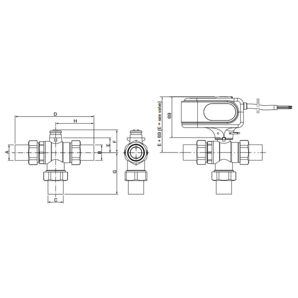 ESBE MBA132 3-Way Diverter Valve 3/4″ BSP Male 9.6 Kvs (43102700) - Image 2