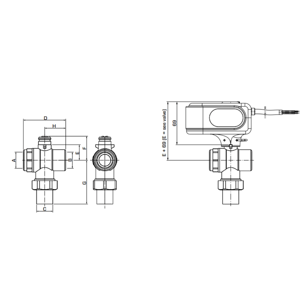 ESBE MBA135 3-Way Diverter Valve 1″ BSP Female, Female, Male 11.3 Kvs (43102200) - Image 2