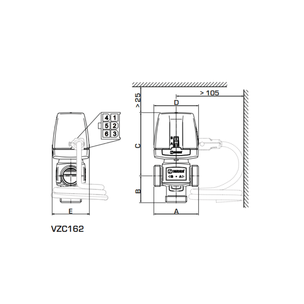 ESBE VZC162 Diverting Valve 1" BSP Male 6 Kvs (43060700) - Image 2