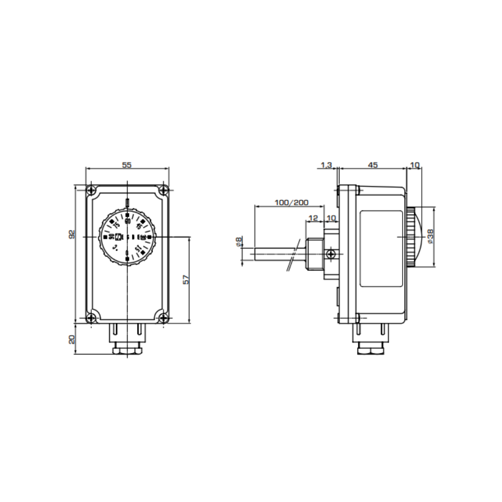 ESBE TIA122 Immersion Adjustable Thermostat 230V 100mm (86901100) - Image 2