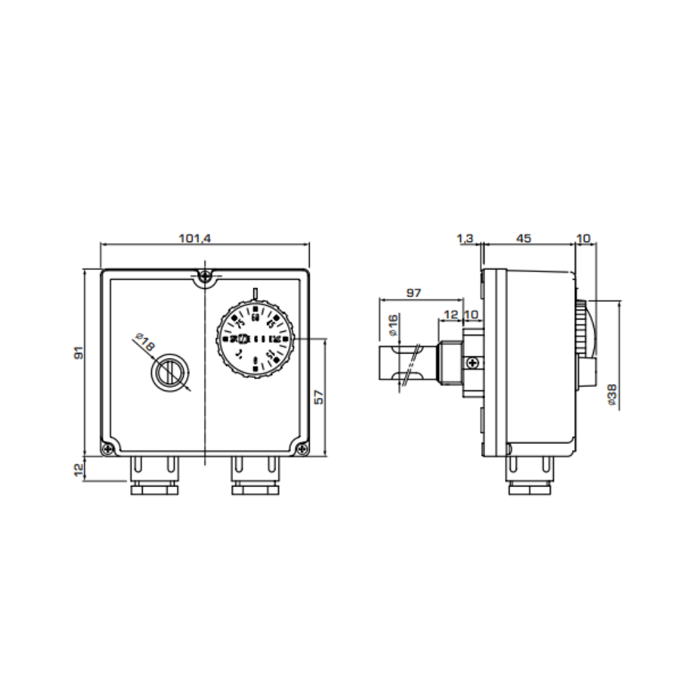 ESBE TIB121 Immersion Double Thermostat 230V (86902100) - Image 2