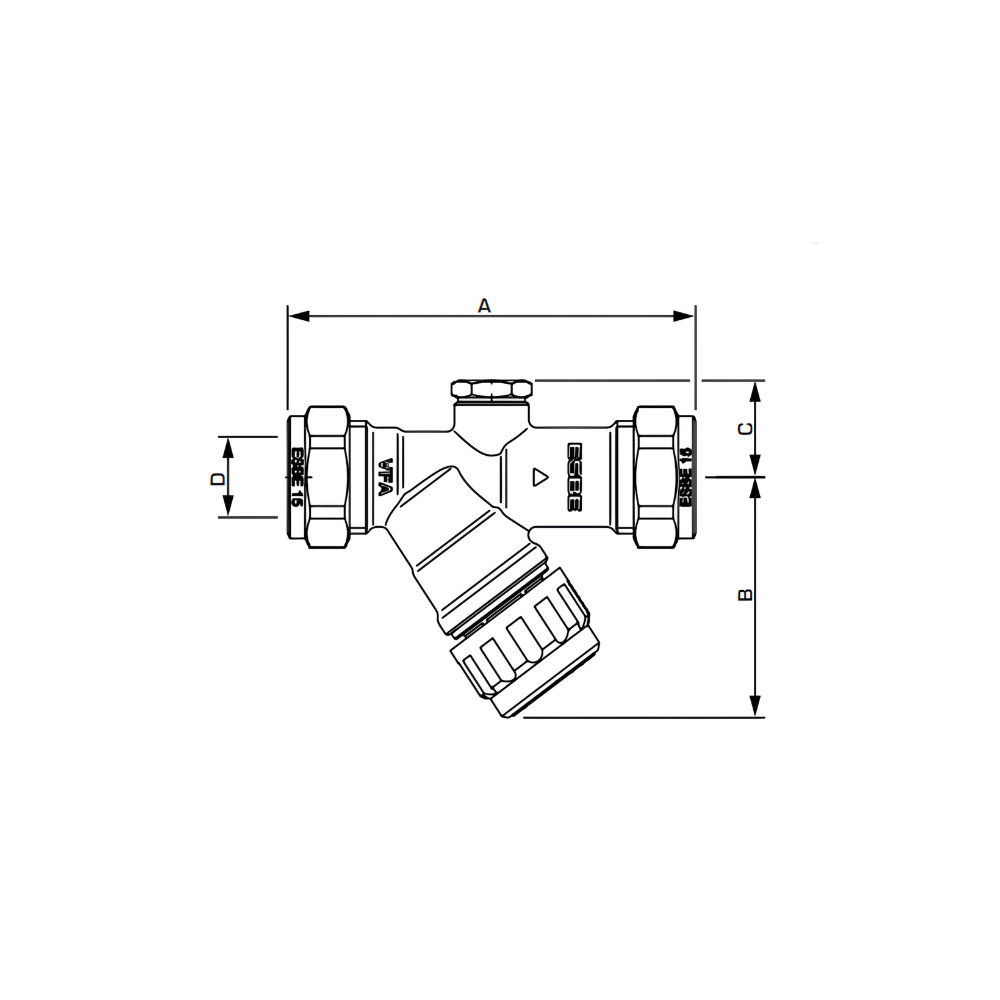 ESBE VFA203 PN16 15mm Compression DN15 Filling Valve (36301100) - Image 2