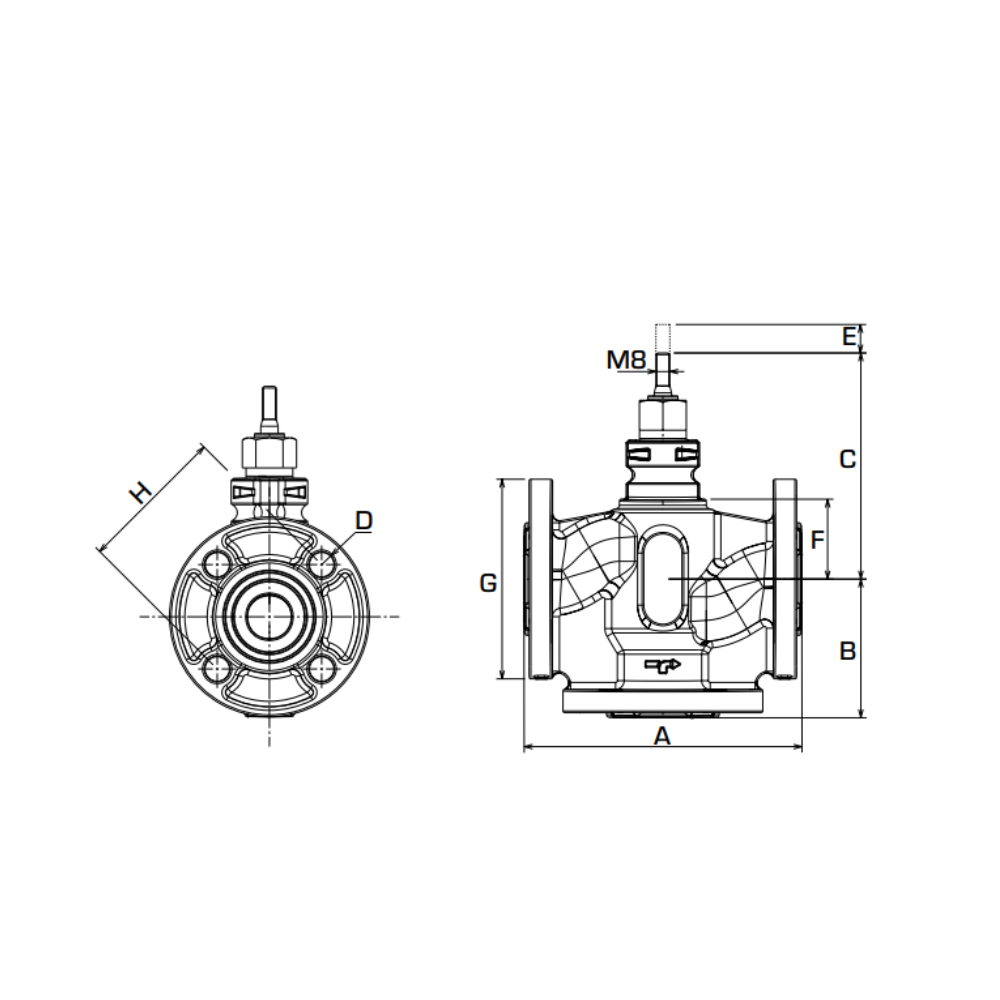 ESBE VLF135 DN20 3-Way Control Valve PN6 Flange (21001200) - Image 2