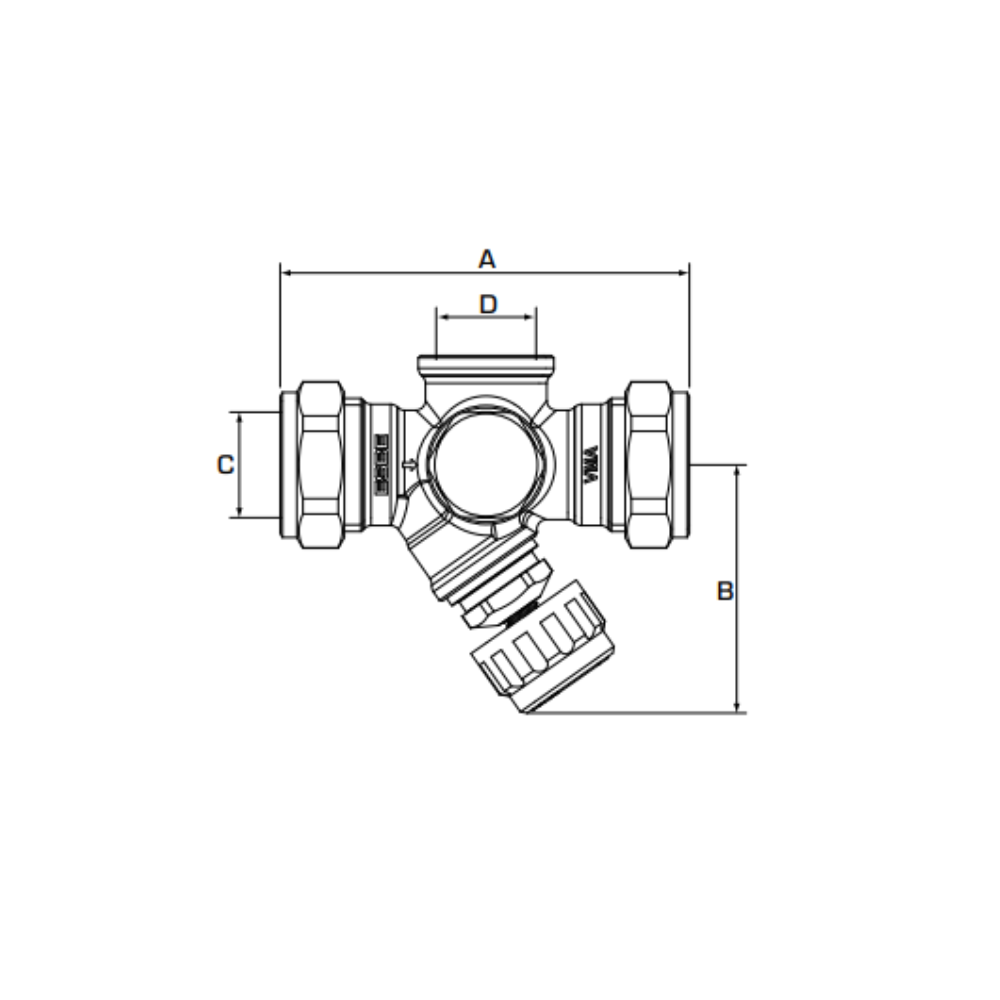 ESBE VMA213 PN16 G1/2 22mm Compression Manifold Valve (36401100) - Image 2