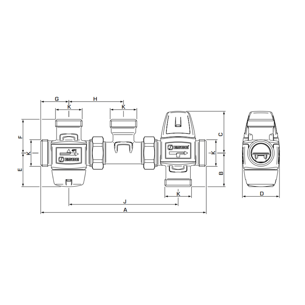 ESBE VMC322 G1 45°C Solar Kit External Thread (31521000) - Image 2
