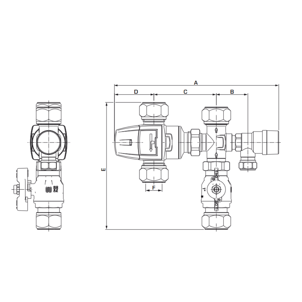 ESBE VMB523 45-65°C 28mm Compression Valve Manifold (31510100) - Image 2
