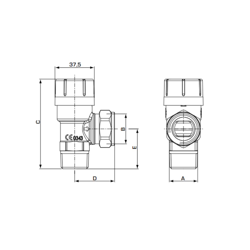 ESBE VSB132 15mm Compression 0.6MPA Safety Valve (36020100) - Image 2