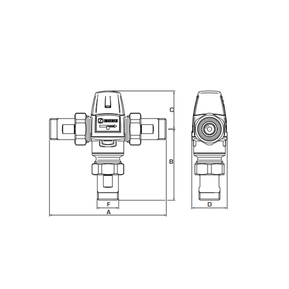 ESBE VTS552 50-75° Thermostatic Mixing Valve G1″ with Adapter R3/4″ (31740600) - Image 2