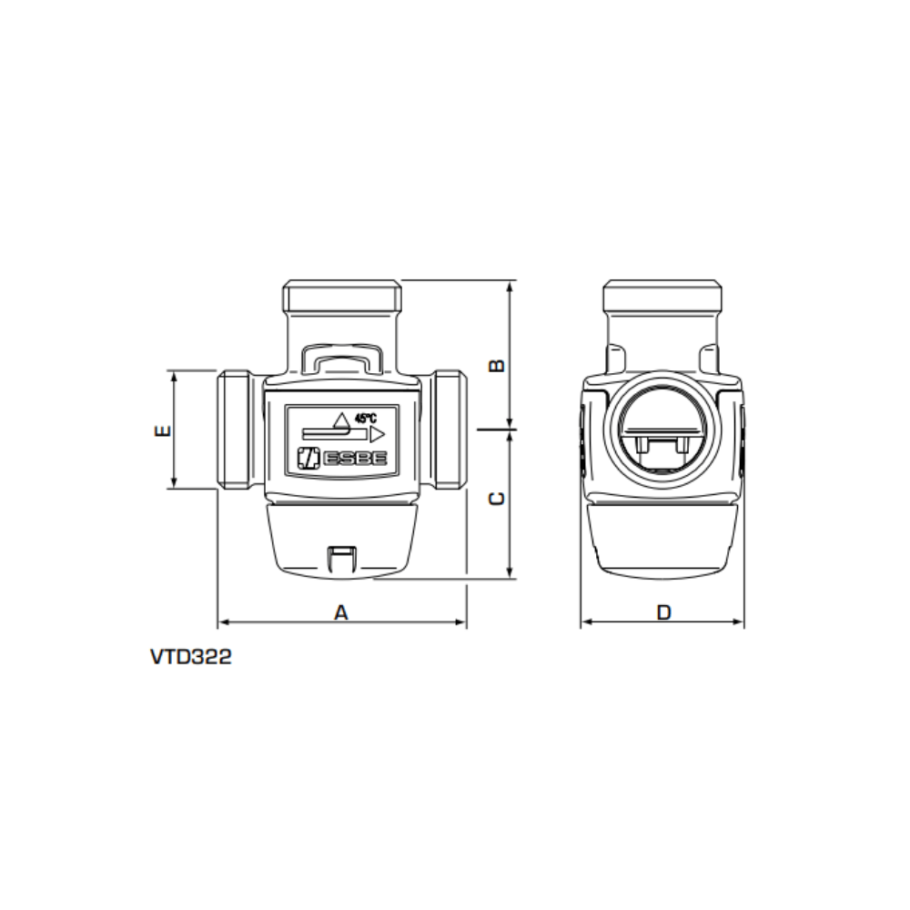 ESBE VTD322 DN20 External Thread Diverting Valve 3.6 Kvs 60°C (31600300) - Image 2