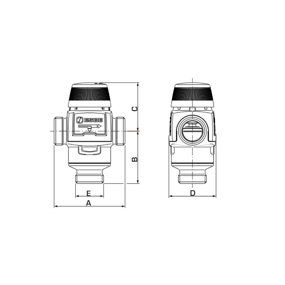 ESBE VTD582 DN20 External Thread Diverting Valve 2.8 Kvs (31580100) - Image 2